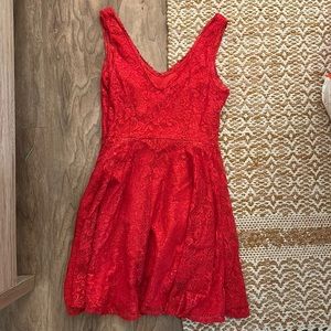 Red lace A-line dress